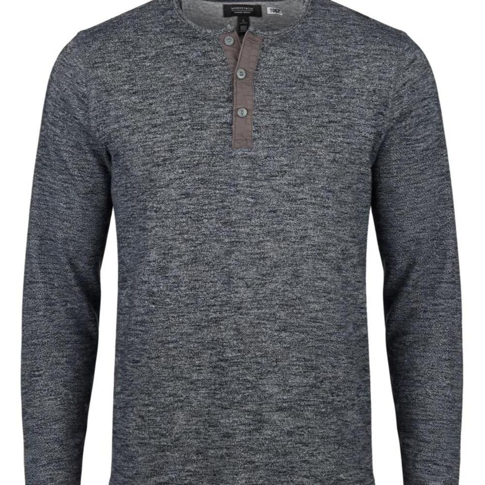 Nordstrom Men's Shop Gray Heather Long Sleeve Henley Shirt Size Large